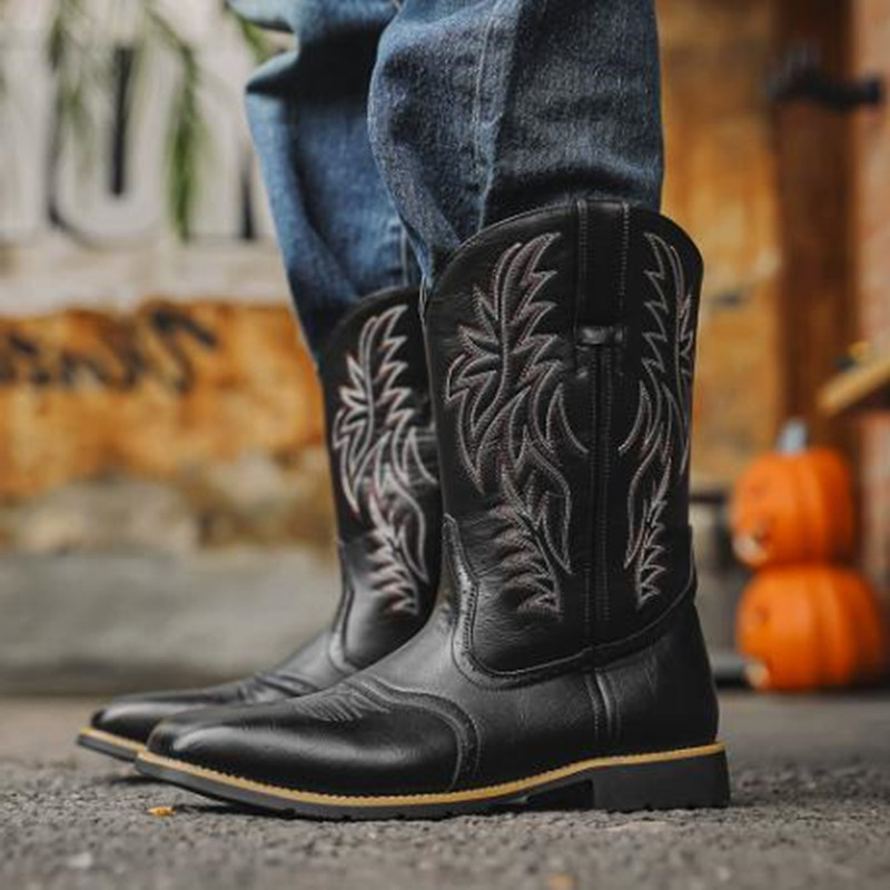 New Men High Boots Embroidery  - Sewing Embroidery Fabric review and price