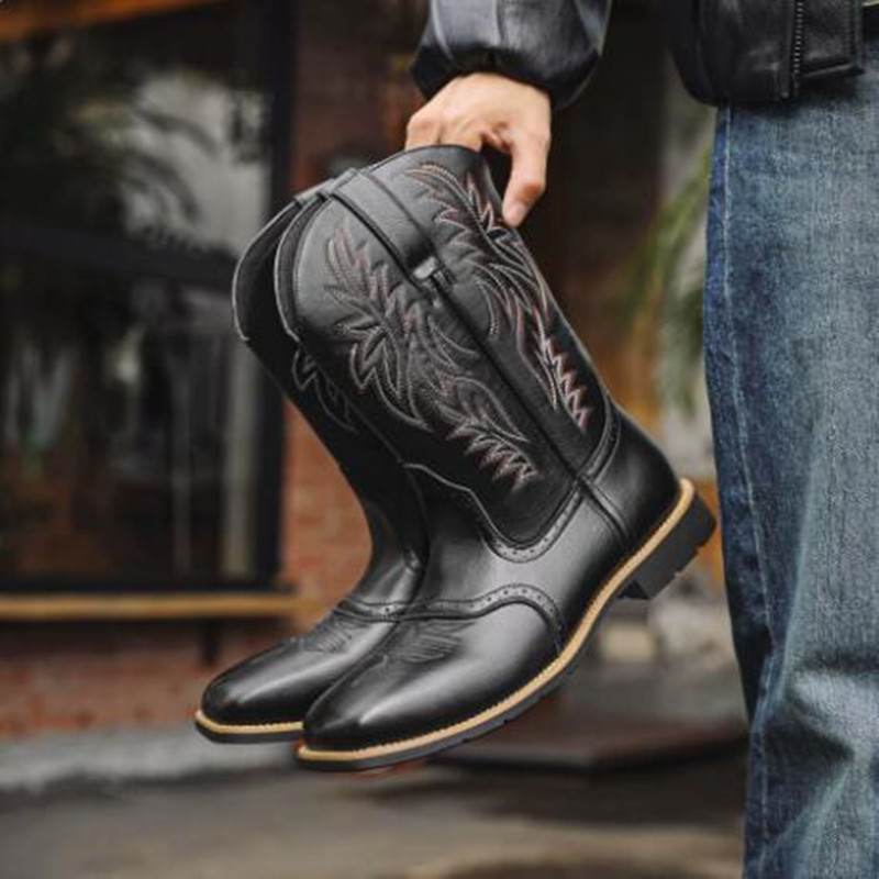 New Men High Boots Embroidery  - Sewing Embroidery Fabric review and price