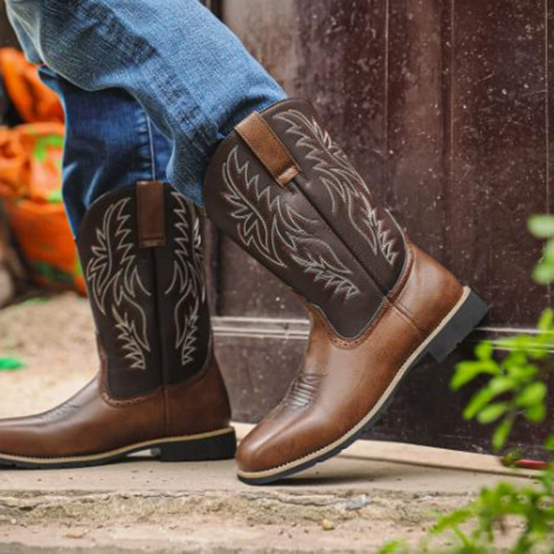 New Men High Boots Embroidery  - Sewing Embroidery Fabric review and price