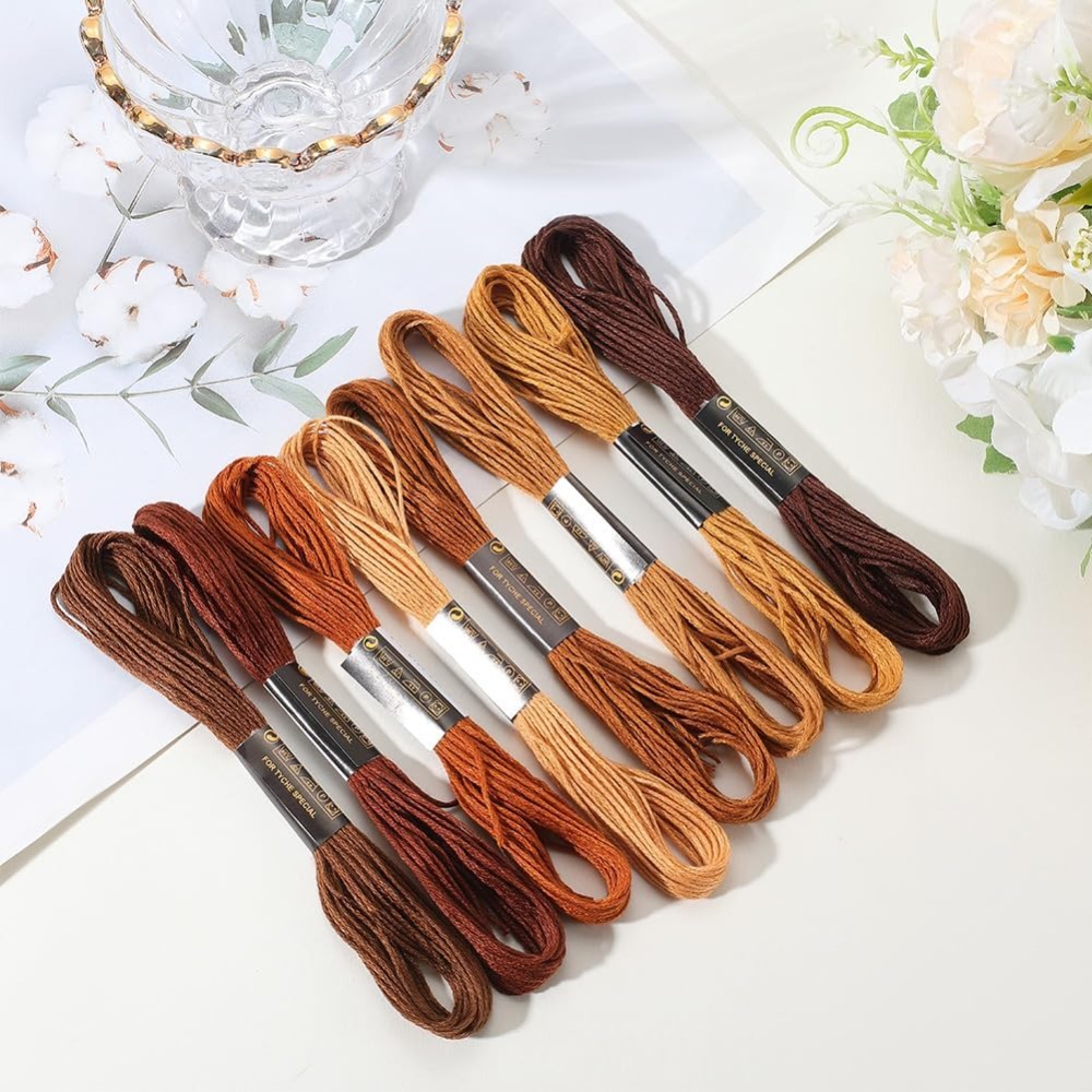 8 Skeins 6 Strands Brown Embro - Embroidery Floss Thread review and price