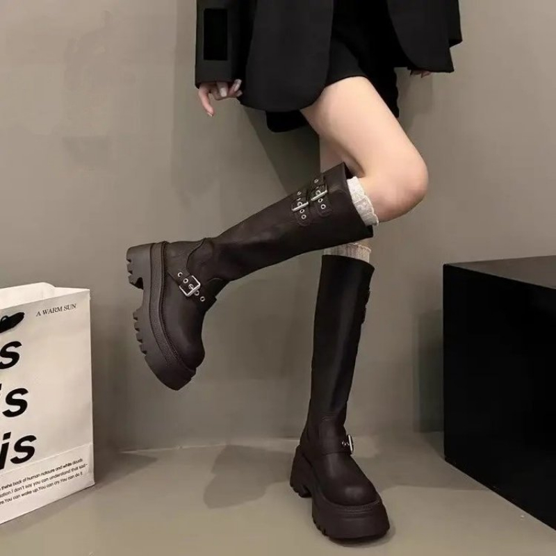 Women Chunky Platform Knee Hig - Elastic Waistband Roll review and price