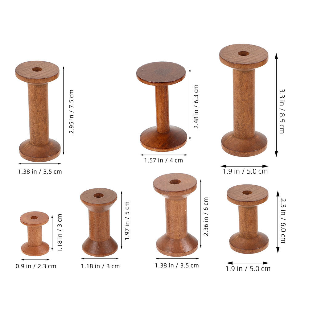 7Pcs Wooden Thread Spools Vint - Thread Bobbins Empty review and price