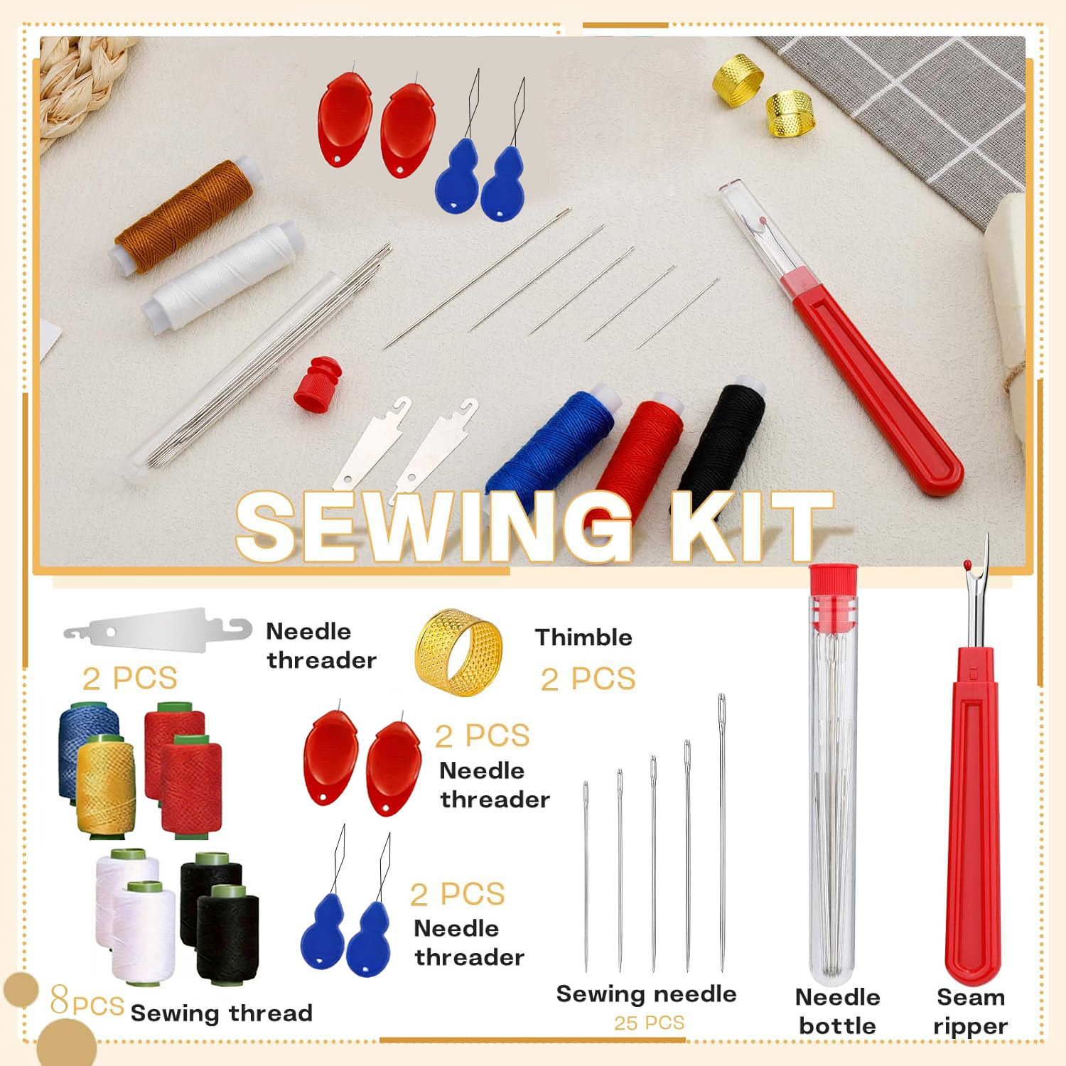 43pcs Big Eye Sewing Needle Ki - Sewing Repair review and price